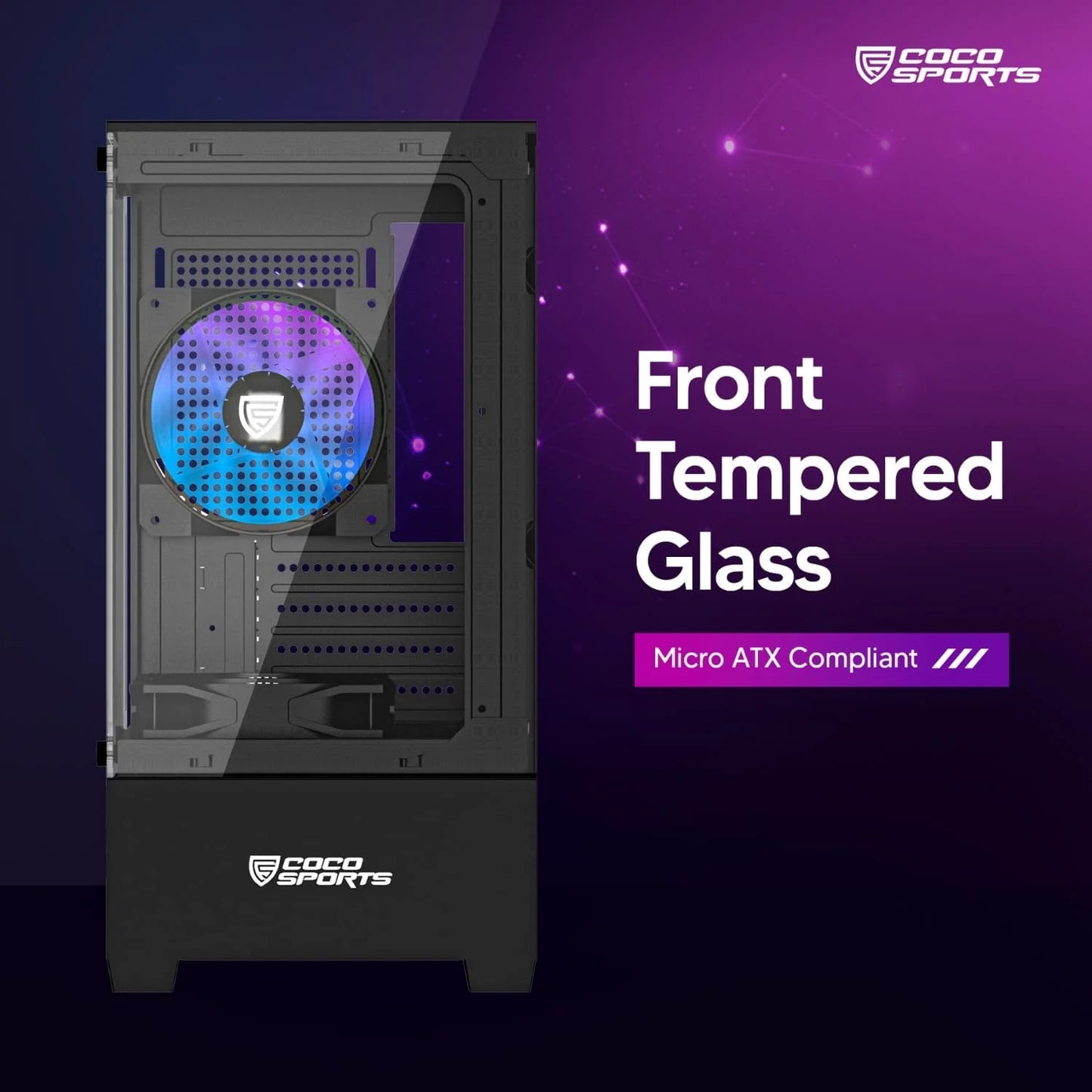 Stark Z1- 7-Side Tempered Glass with Pre-Loaded with 4x RGB Fan ABS, Liquid Cooling, ATX Motherboard, 4x RGB Fans, 1x USB 3.0 Port