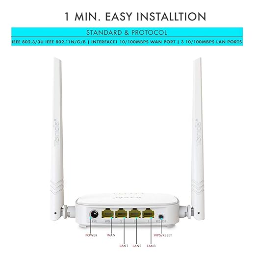 Tenda N301 Wireless-N y Setup Router (White, Not a Modem) - RJ45 (single_band, 100 megabits_per_second)