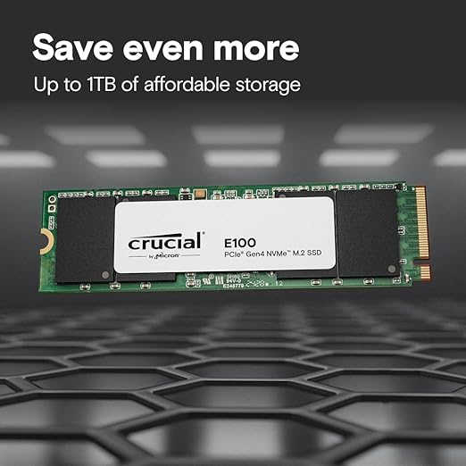 Crucial E100 480GB PCIe Gen4 2280 NVMe M.2 SSD