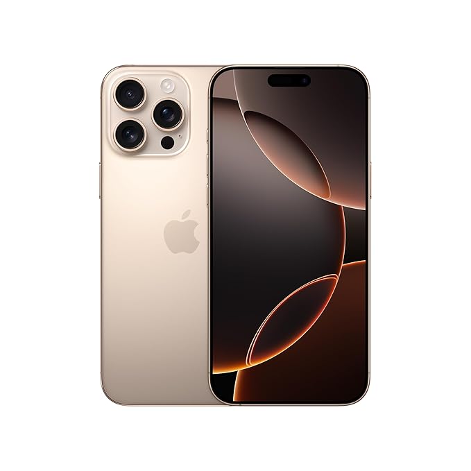 Phone 16 Pro Max 256 GB: 5G Mobile Phone with Camera Control, 4K 120 fps Dolby Vision and a Huge Leap in Battery Life. Works with AirPods; Desert Titanium( PRE ORDER ONLY)
