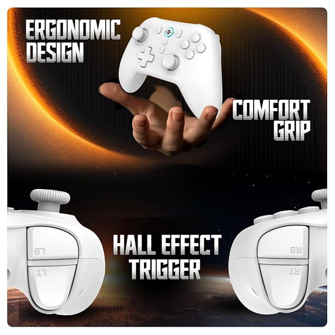 Cosmic Byte Blitz Wireless + Wired Controller for PC, Hall Effect Joystick & Triggers, 1000Hz Polling Rate, Adjustable Vibration, Turbo & Auto Turbo (White)