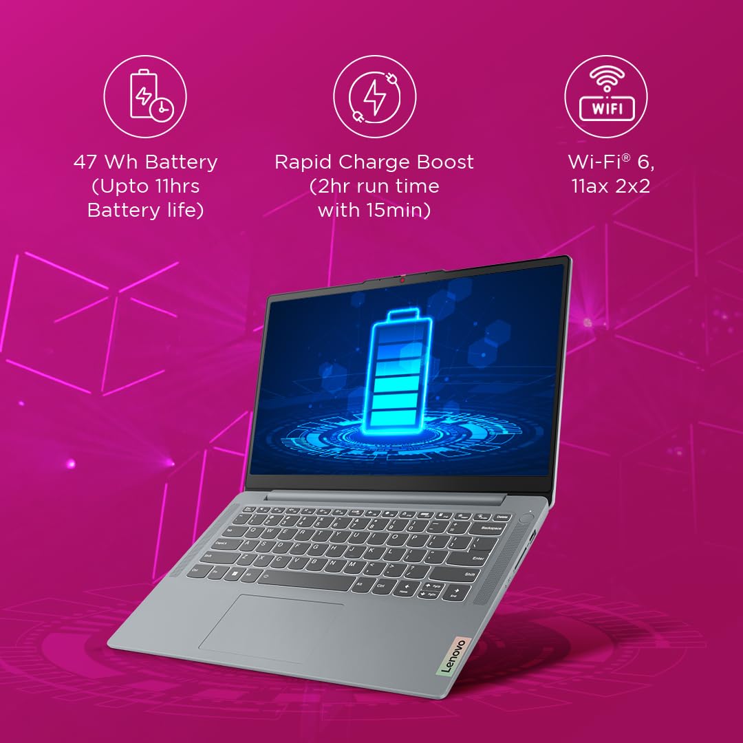 Lenovo IdeaPad Slim 3 12th Gen Core i5-12450H 14 inch (35.5cm) FHD Laptop (8GB RAM/512GB SSD/Windows 11/MS Office 2021/Alexa Built-in/1Yr ADP Free/3 Month Game Pass/Grey/1.3Kg), 83EQ005TIN