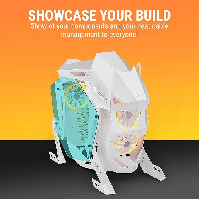 Ant Esports Cypher G5 Mid-Tower ATX Computer Case/Gaming Cabinet - White | Support, Micro-ATX, Mini-ITX | Pre-Installed 5 ARGB-PWM Remote Controlled Fans