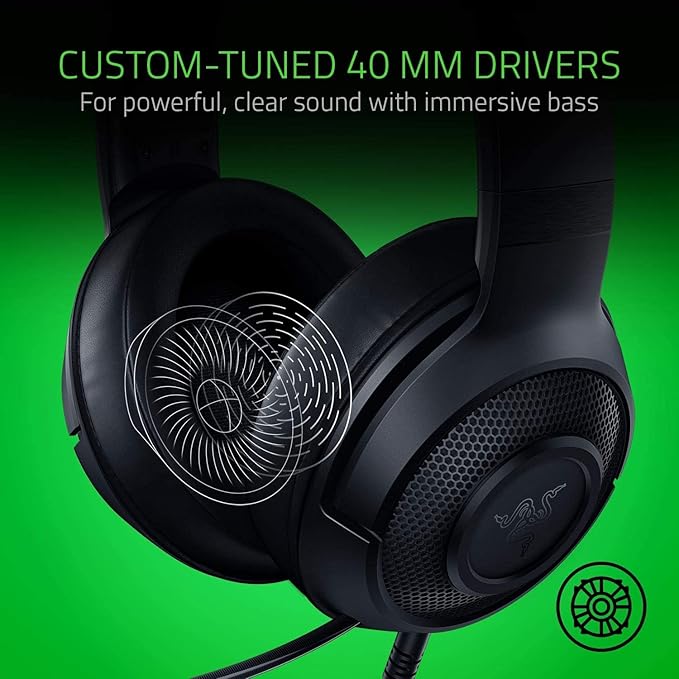 Razer Kraken X Lite Ultralight Gaming Headset: 7.1 Surround Sound Capable - Lightweight Frame - Bendable Cardioid Microphone - for PC, Xbox, PS4, Nintendo Switch - Classic Black