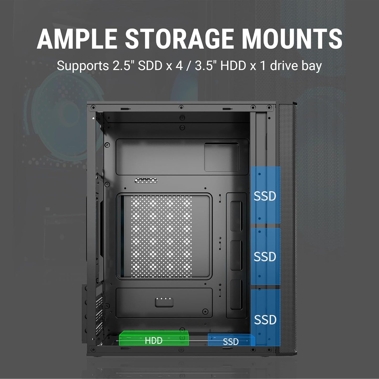 Ant Value Acrylic Vm10 Mid-Tower Computer Case/Gaming Cabinet - Black Support M-ATX,Itx, Pre-Installed 2 Front Rainbow Fans