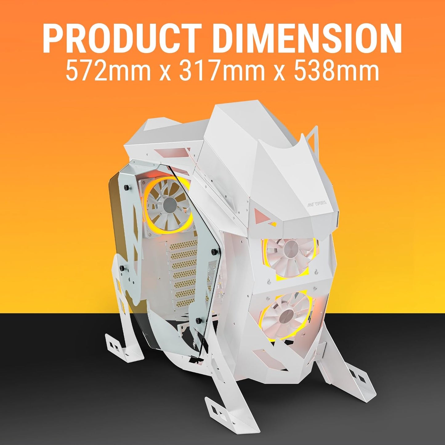 Ant Esports Cypher G5 Mid-Tower ATX Computer Case/Gaming Cabinet - White | Support, Micro-ATX, Mini-ITX | Pre-Installed 5 ARGB-PWM Remote Controlled Fans