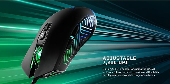 Galax Slider-03 USB Wired Gaming Mouse | 7 Programmable Buttons | Customizable RGB Lights | Ergonomic Design | 7200 DPI Gaming Grade Sensor | 1.5m