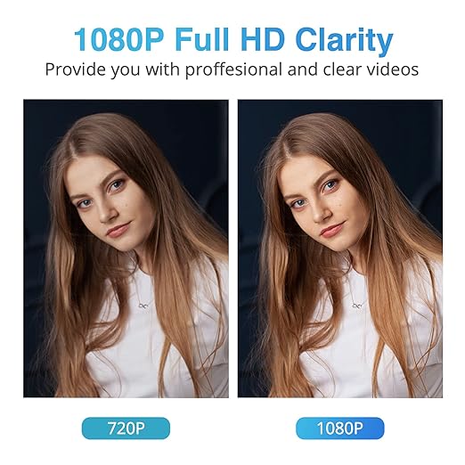 1080P Web Camera, HD Webcam with Microphone, Rapoo C260 USB Computer Camera, Built-in Dual Noise Reduction Mics, 95-degree Wide Angle, Plug and Play, for Zoom/Skype/Teams, Conferencing and Video Calls