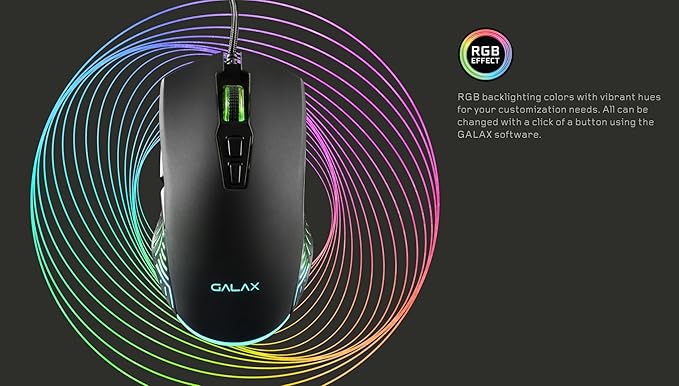 Galax Slider-03 USB Wired Gaming Mouse | 7 Programmable Buttons | Customizable RGB Lights | Ergonomic Design | 7200 DPI Gaming Grade Sensor | 1.5m
