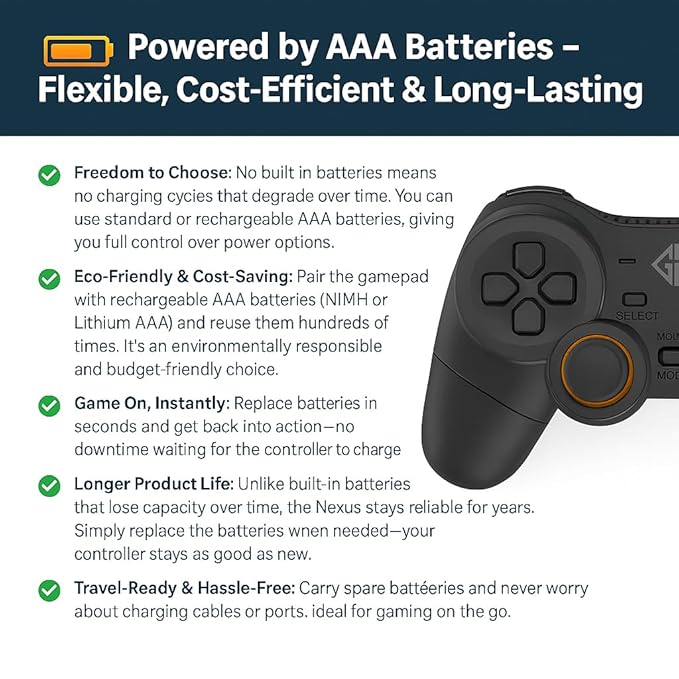 Cosmic Byte Nexus Wireless Controller for PC | Dual Vibration, Sensitive Triggers, Fast Response | Powered by 2 AAA Batteries (Not Included)