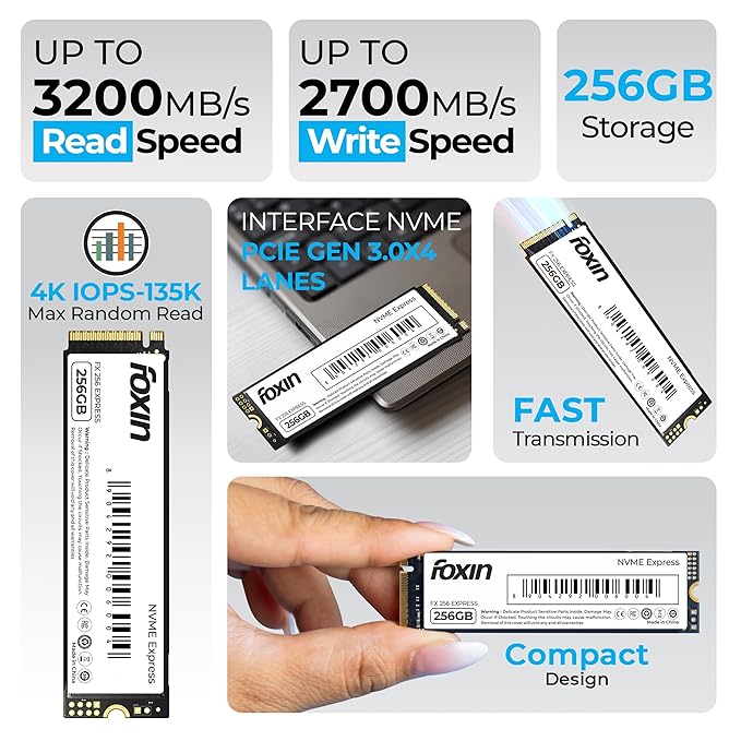 FOXIN SSD 512 GB NVMe | Internal Solid State Drive with Micron Chipset, SMI controller, M.2 PCIe 3.0 interface | Ultra-low Power Consumption | Read/Write Speed Upto 2100/1800 MB/s | 5 Yrs Warrant