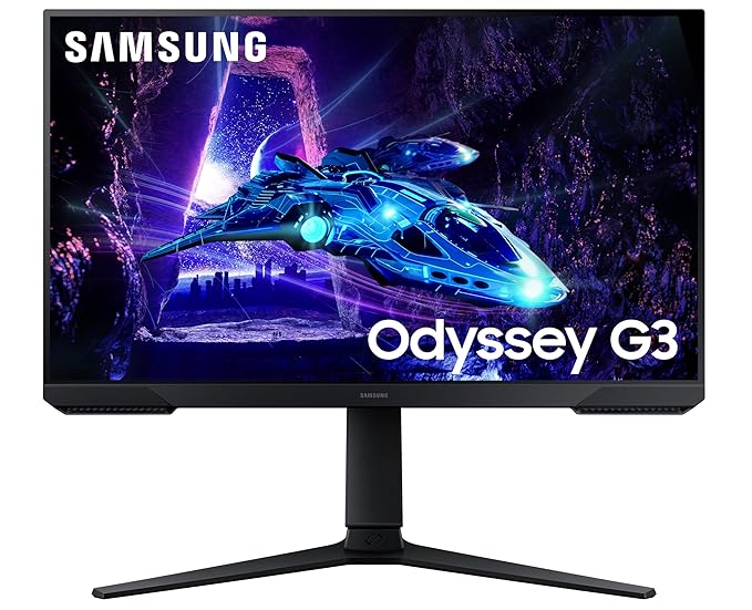 Samsung 24" (60cm) Odyssey G3 Gaming Monitor|FHD 1920 X 1080|180Hz|1ms(MPRT)|AMD Freesync|Ports-DP,HDMI|DP Cable|16.7 Million Colors|Height-Tilt-Pivot Adjustable Stand|Bezeless|LS24DG300EWXXL|Black