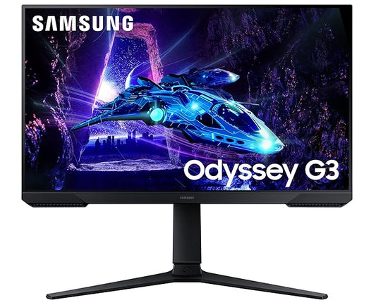 Samsung 24" (60cm) Odyssey G3 Gaming Monitor|FHD 1920 X 1080|180Hz|1ms(MPRT)|AMD Freesync|Ports-DP,HDMI|DP Cable|16.7 Million Colors|Height-Tilt-Pivot Adjustable Stand|Bezeless|LS24DG300EWXXL|Black