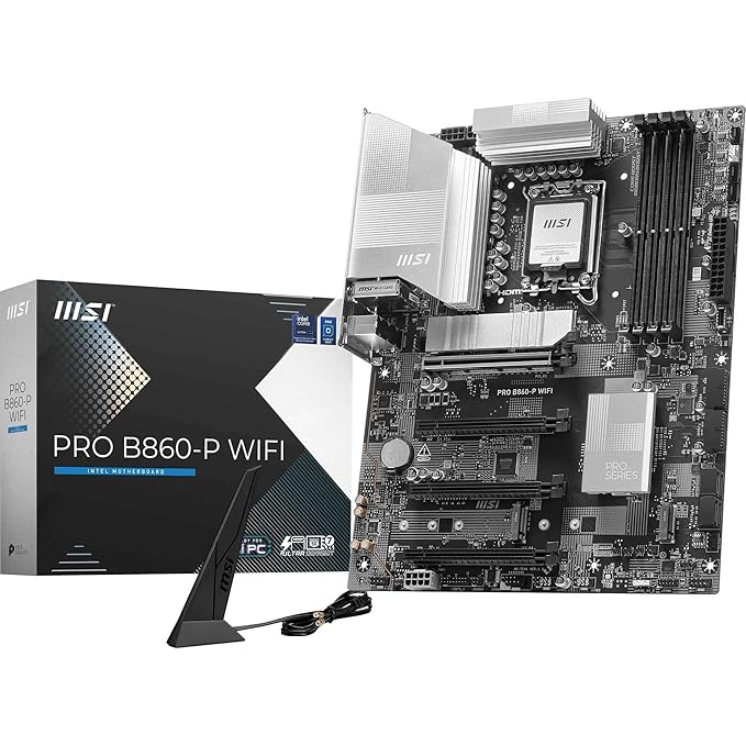 MSI PRO B860-P WiFi Motherboard, ATX - Supports Intel Core Ultra Processors (Series 2), LGA 1851 - DDR5 Memory Boost 8800+ MT/s OC, 1 x PCIe 5.0 x16, 1 x M.2 Gen5, 5G LAN, Wi-Fi 7