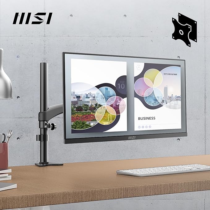 MSI PRO MP2412 23.8 Inch Full HD Office Monitor - 1920 x 1080 Wide View Panel, 100 Hz, Eye-Friendly Screen, VESA Mountable, Display Kit Support, Tilt Adjustable - HDMI 1.4b, DP 1.2a