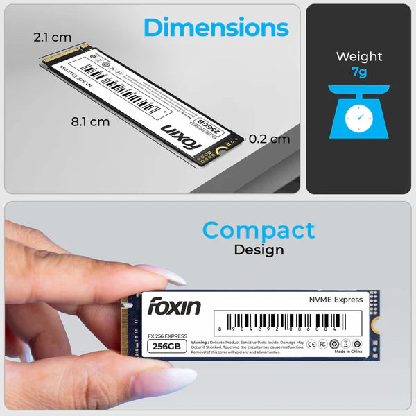 FOXIN SSD 256 GB NVME | Internal Solid State Drive with Micron Chipset, SMI controller, M.2 PCIE 3.0 interface | Ultra-low Power Consumption | Read/Write Speed Upto 3200/2700 MB/s | 5 Yrs Warranty