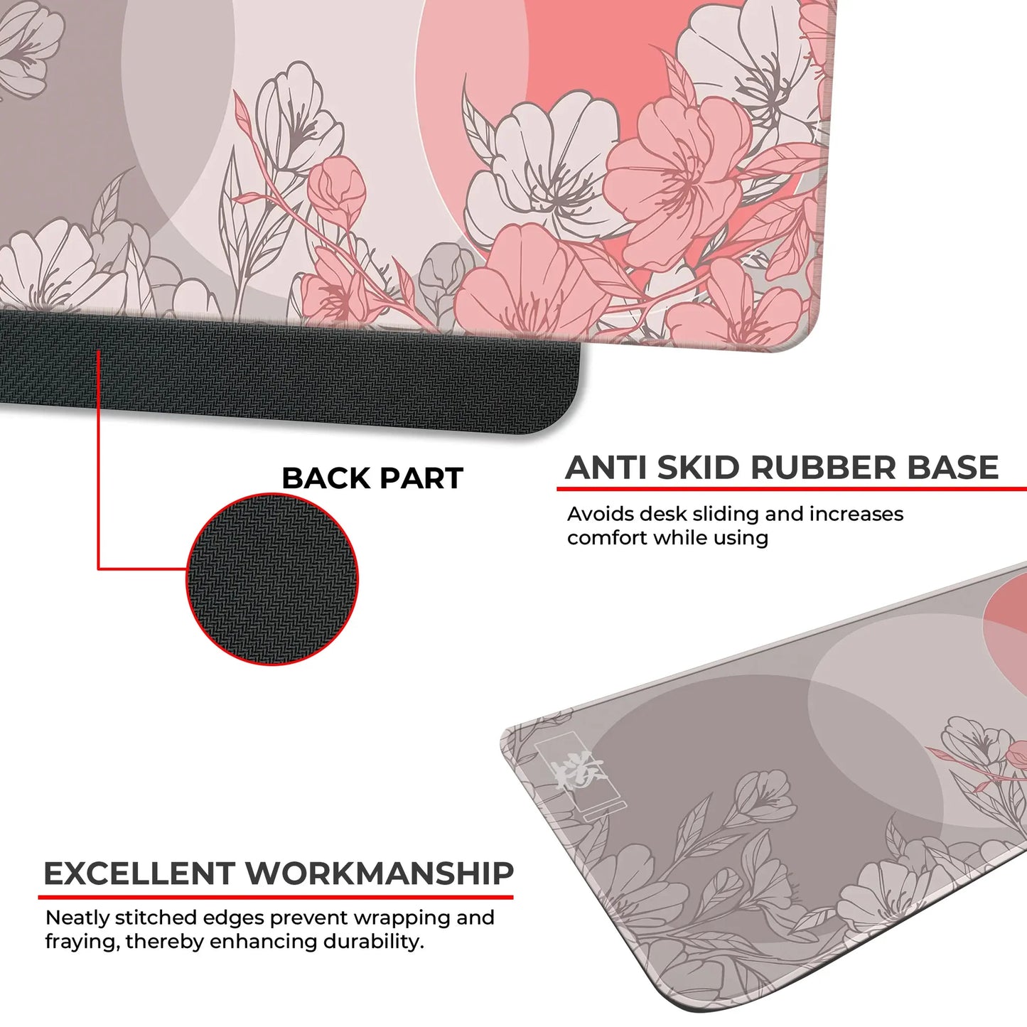 Sakura Circles – Peach – XXL Mousepad