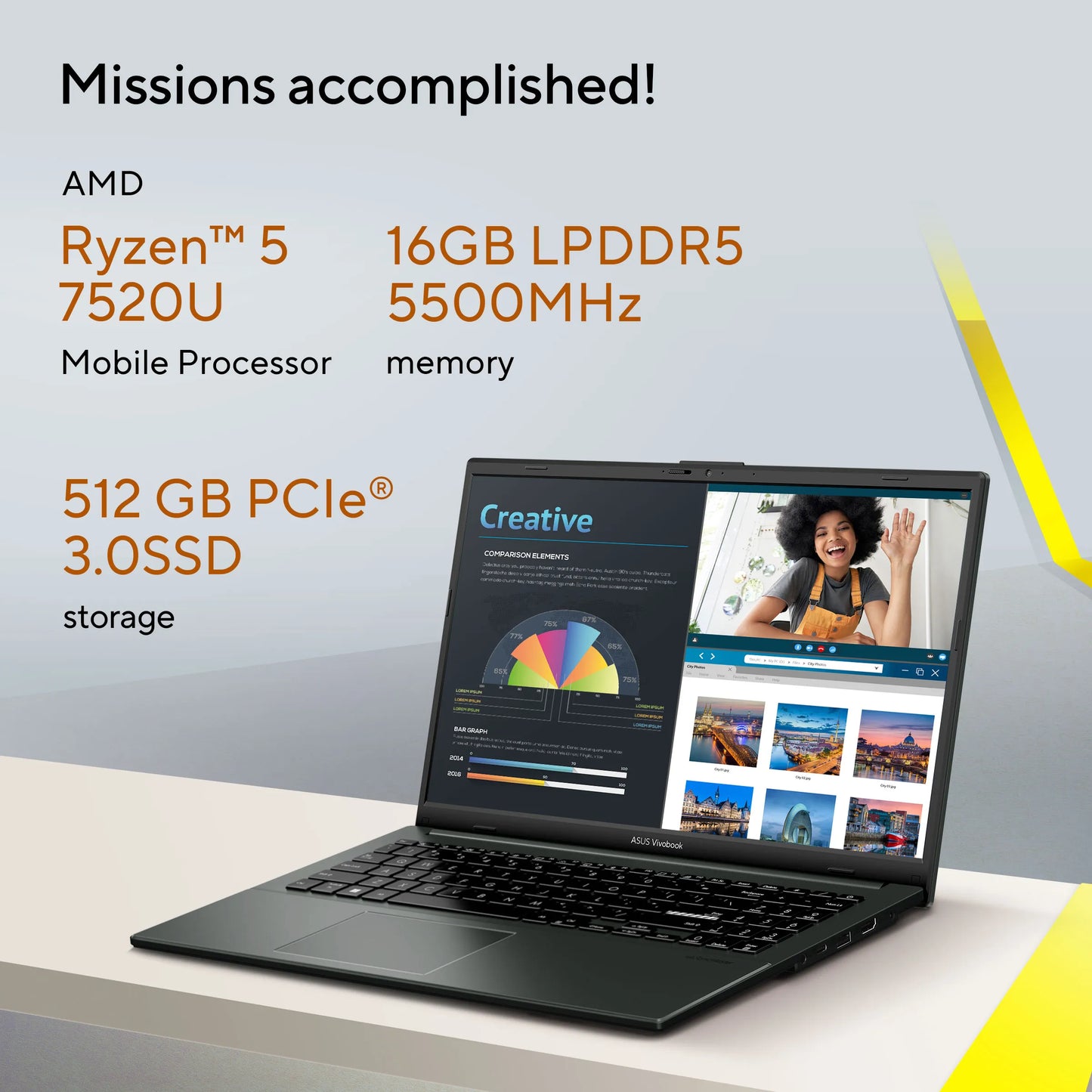 ASUS Vivobook Go 15 (2023), AMD Ryzen 5 7520U, 15.6" (39.62 cm) FHD, Thin and Light Laptop (16GB/512GB SSD/Integrated Graphics/Windows 11/Office 2021/Black/1.8 Kg), E1504FA-NJ549WS