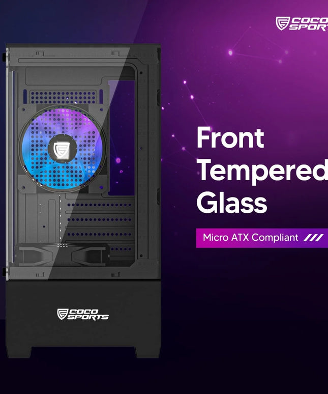 Stark Z1- 7-Side Tempered Glass with Pre-Loaded with 4x RGB Fan ABS, Liquid Cooling, ATX Motherboard, 4x RGB Fans, 1x USB 3.0 Port