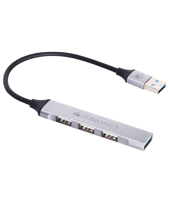 Zebronics 200HB USB 3.0 4 Port hub with Hi Speed Data Transfer, Aluminum + ABS Body, 15cm Cable, Sleek Design and Plug Play Usage