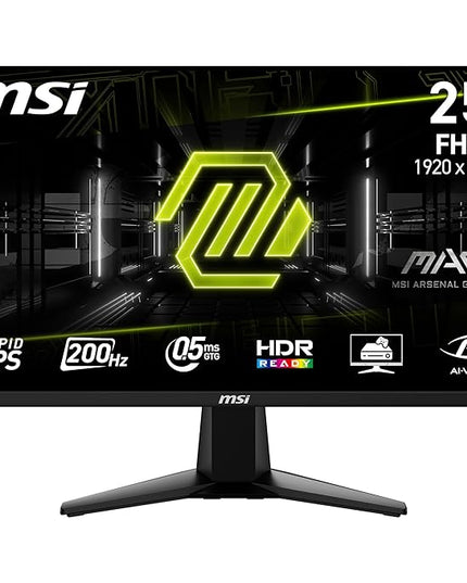 MSI MAG 255F E20 24.5-Inch FHD 1920x1080 Gaming Monitor, 200Hz, 0.5ms, HDR Ready, AMD FreeSync Premium, Eye Care, AI Vision, HDMI 2.0b, DP 1.2a, Frame-Less, Tilt Adjustable, Vesa Mount, Black