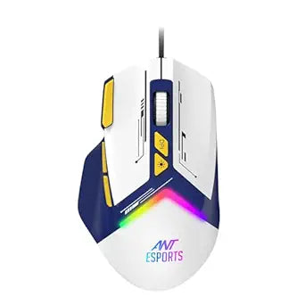 Ant Esports GM333 RGB Wired High End Optical Ergonomic Gaming Mouse with 12800 DPI 1.5M Braided Cable Comes with Latest Inbuilt Software Huano Switches with Rubber