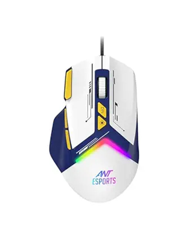 Ant Esports GM333 RGB Wired High End Optical Ergonomic Gaming Mouse with 12800 DPI 1.5M Braided Cable Comes with Latest Inbuilt Software Huano Switches with Rubber