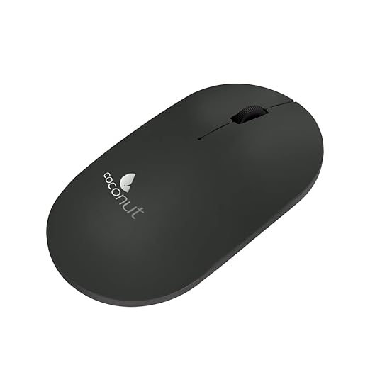 Coconut WM21 Fame Wireless Mouse, Light Weight, High Resolution 1600 DPI Optical Sensor with 3-Buttons, Intelligent Power Saving, PC/Laptop - Black