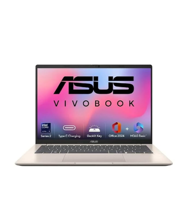 ASUS Vivobook 14 (2026),Intel Core Ultra 5 225H, Intel iGPU,16GB RAM,1TB SSD,FHD+,14"(35.5 cm),Windows 11,M365 Basic(1 Year)* Office 2024, Platinum Gold, 1.46 Kg, X1407CA-LY1581WS,Thin & Light Laptop
