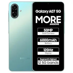 Samsung Galaxy A07 5G Smartphone (light green, 6GB RAM, 128GB Storage) | 120Hz Refresh Rate | Massive 6000mAh Battery | 50MP True Dual Camera | 6 Gen OS Upgrades | Knox Vault