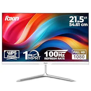 Foxin 21.5 Inch Full HD LED Monitor (1920 x 1080) Elite Series | IPS Panel | 100Hz Refresh Rate | True Pixel | Anti-Glare & Flicker-Free | Frameless | 16.7 Million Colors