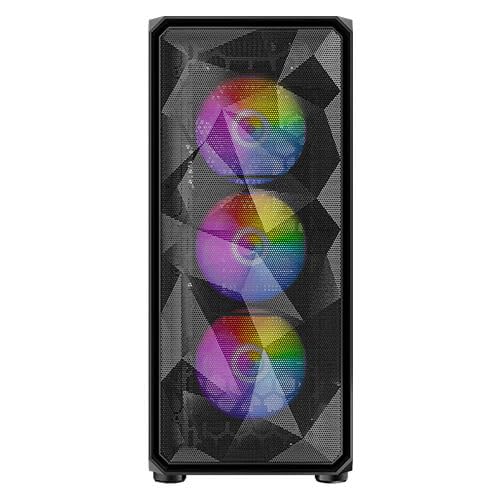 Antec Polycarbonate AX83 RGB Elite Mid-Tower Computer Case/Gaming Cabinet - Black | Support ATX, M-ATX, ITX | Pre- Installed 3 x 120mm Front and 1 x 120mm Rear Rainbow Fans