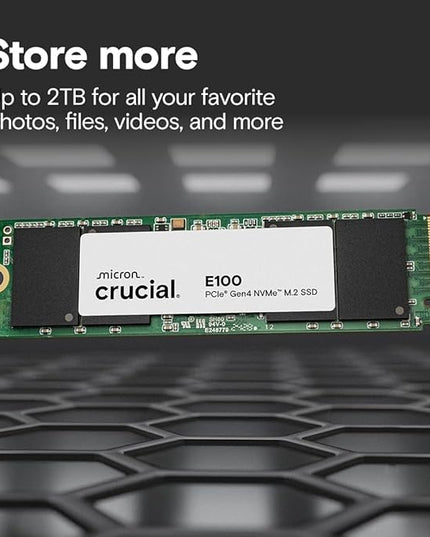 Crucial E100 SSD 480GB M.2 NVMe PCIe Gen4 Internal SSD, Up to 4,700MB/s, Laptop & Desktop Compatible - CT480E100SSD8