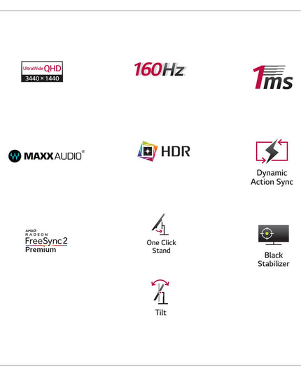 LG Electronics Ultragear 21:9 Curved Gaming LED Monitor 86.42 Cm (34 Inch),Qhd 3440 X 1440,5Ms,160Hz,AMD Freesync Premium,HDR 10,Srgb 99%,Height Adjust Stand,Dp,Hdmi,Speaker,Headphone Out,34Gp63A