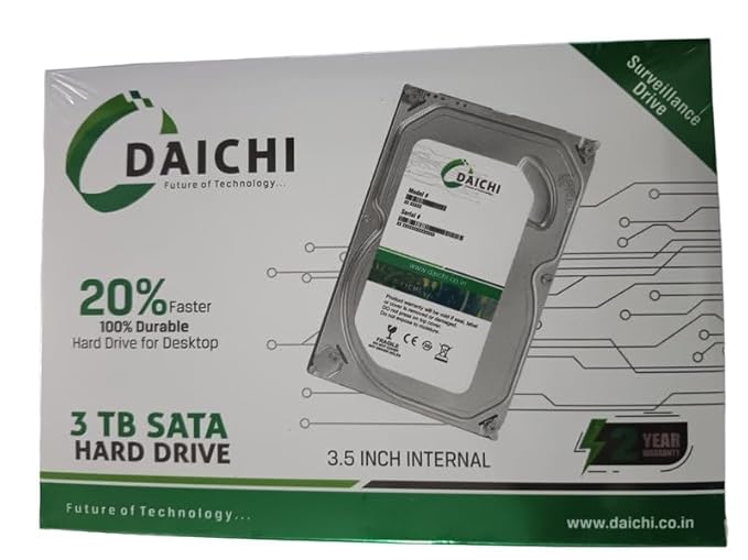 DAICHI All Desktop, NVR, DVR Supported HDD 3TB (Black/Silver, 2 Years Warrenty)