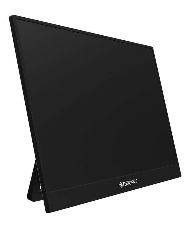 ZEBRONICS Pixigo A16, 15.6 inch Portable Monitor, FHD 1080p, 180° Adjustable Stand, Lightweight, 16:9 Aspect Ratio, 300Nits, 16.7M Colors, Dual Input - Type C + Mini HDMI, Built-in Speakers