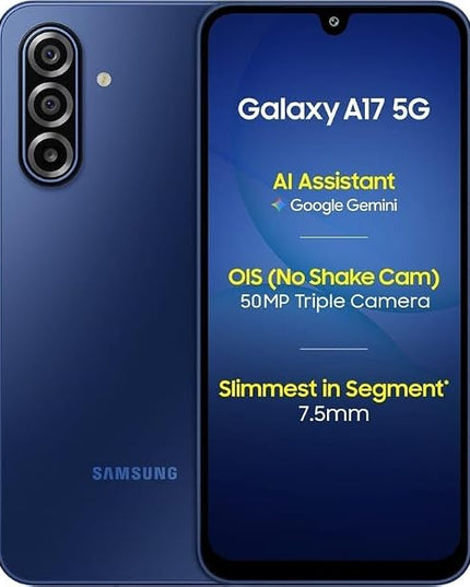 Samsung Galaxy A17 5G (Blue, 6GB RAM, 128GB Storage) | 50 MP No Shake Camera | Gemini Live | Circle to Search | Super AMOLED | Corning Gorilla Glass Victus | 7.5mm Sleek | AI