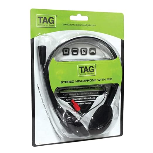 TAG Wired Over Ear Headphone Headset with Mic and Virtual Surround Sound