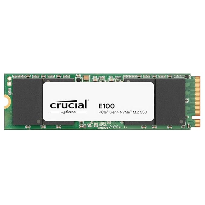 Crucial E100 SSD 480GB M.2 NVMe PCIe Gen4 Internal SSD, Up to 4,700MB/s, Laptop & Desktop Compatible