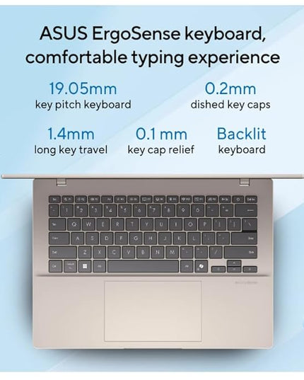 ASUS Vivobook 14 (2026),Intel Core Ultra 5 225H, Intel iGPU,16GB RAM,1TB SSD,FHD+,14"(35.5 cm),Windows 11,M365 Basic(1 Year)* Office 2024, Platinum Gold, 1.46 Kg, X1407CA-LY1581WS,Thin & Light Laptop