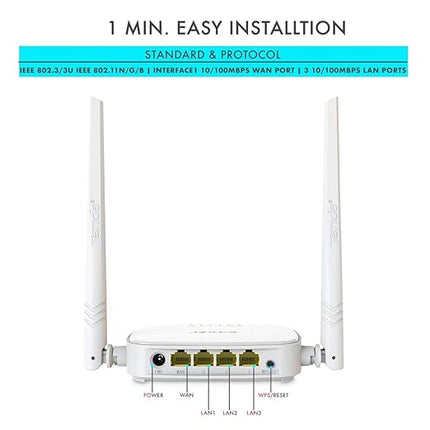 Tenda N301 Wireless-N y Setup Router (White, Not a Modem) - RJ45 (single_band, 100 megabits_per_second)