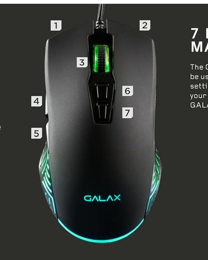 Galax Slider-03 USB Wired Gaming Mouse | 7 Programmable Buttons | Customizable RGB Lights | Ergonomic Design | 7200 DPI Gaming Grade Sensor | 1.5m