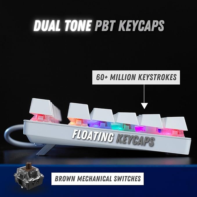 RAPOO V500PRO White Edition Full Size Mechanical USB-a Gaming Keyboard Spill Resistant,Anti-Ghosting, RGB Lighting 5 Modes, Aluminium Alloy, Windows/macOS/PC/Laptop, 2 Years Warranty