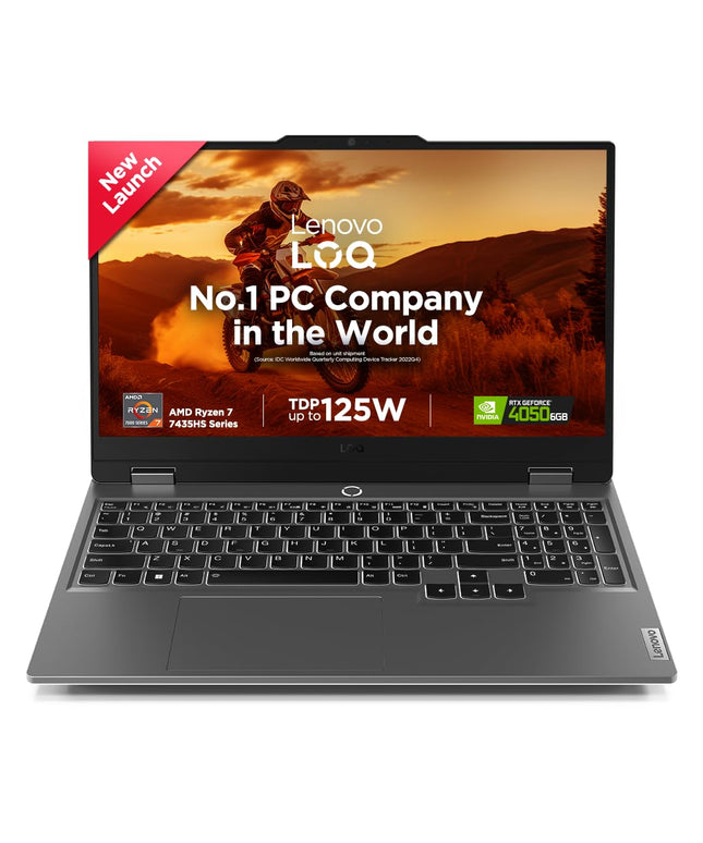 Lenovo LOQ 2024 AMD Ryzen 7 7435HS 15.6" (39.6cm) 144Hz 300Nits FHD IPS Gaming Laptop (24GB/512GB SSD/Win 11/NVIDIA RTX 4050 6GB Graphics/100% sRGB/Office 21/3 Mon. Game Pass/Grey/2.4Kg), 83JC0045IN