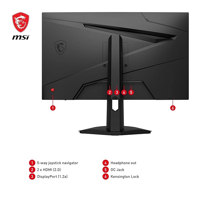 MSI G244F E2 24 Inch FHD Gaming Monitor - 1920 x 1080 Rapid IPS Panel, 180 Hz / 1ms, 118% sRGB Colour Gamut/Adaptive-Sync - DP 1.2a, HDMI 2.0b