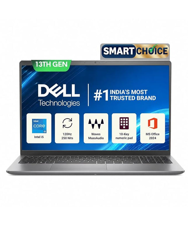 Dell 15 SmartChoice (Previously Inspiron), Intel 13th Gen Core i5-1334U, 16GB, 1TB SSD, FHD,15.6"/39.62cm, Win 11, MSO'24, Silver, 1.62kg, [Dell 15], 12 Month McAfee, Backlit KB, Thin & Light Laptop