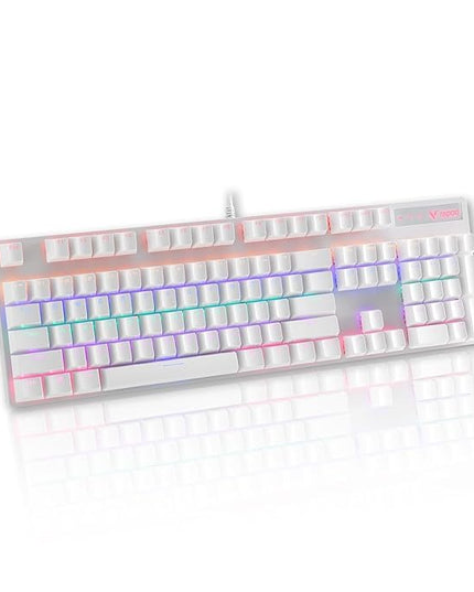 RAPOO V500PRO White Edition Full Size Mechanical USB-a Gaming Keyboard Spill Resistant,Anti-Ghosting, RGB Lighting 5 Modes, Aluminium Alloy, Windows/macOS/PC/Laptop, 2 Years Warranty