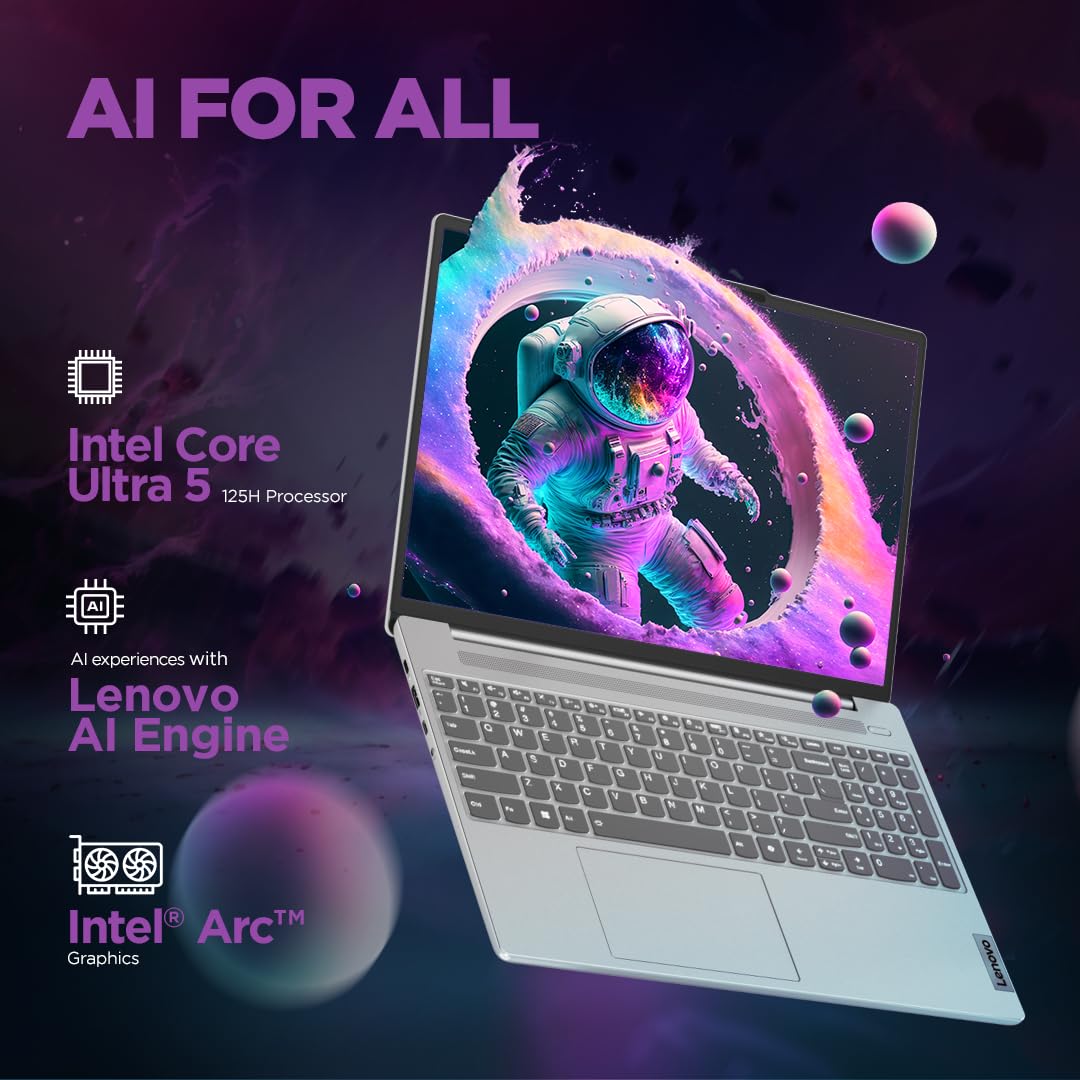 Lenovo IdeaPad Slim 5 Intel Core Ultra 5 125H Built-in AI 16" (40.64cm) WUXGA-IPS 300Nits Thin & Light Laptop (16GB/512GB SSD/Win 11/100%sRGB/MSO/1Yr ADP Free/3 month Game Pass/Grey/1.8Kg), 83DC007LIN
