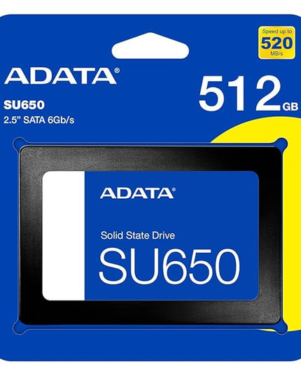 ADATA SU650 512GB SSD || ASU650SS-512GT-R || Read/Write Speed Upto 520/450 MBPS