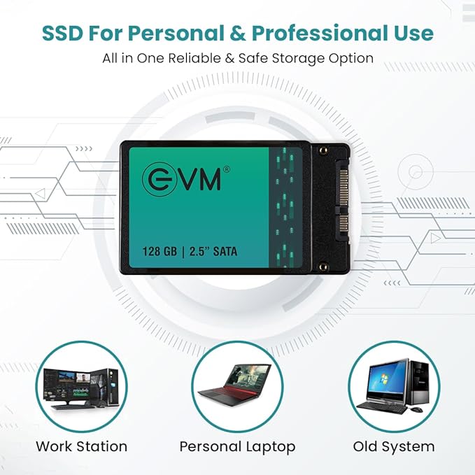 EVM 128GB 2.5-Inch SATA Internal SSD - 550MB/s Read & 500MB/s Write - 5-Year Warranty (EVM25/128GB)